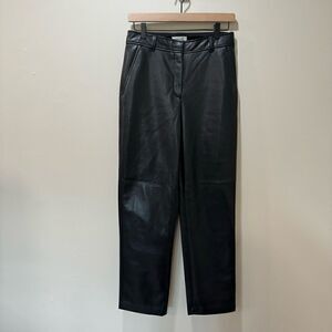 Babaton Straight Leg Faux Leather Black Pants sz 6